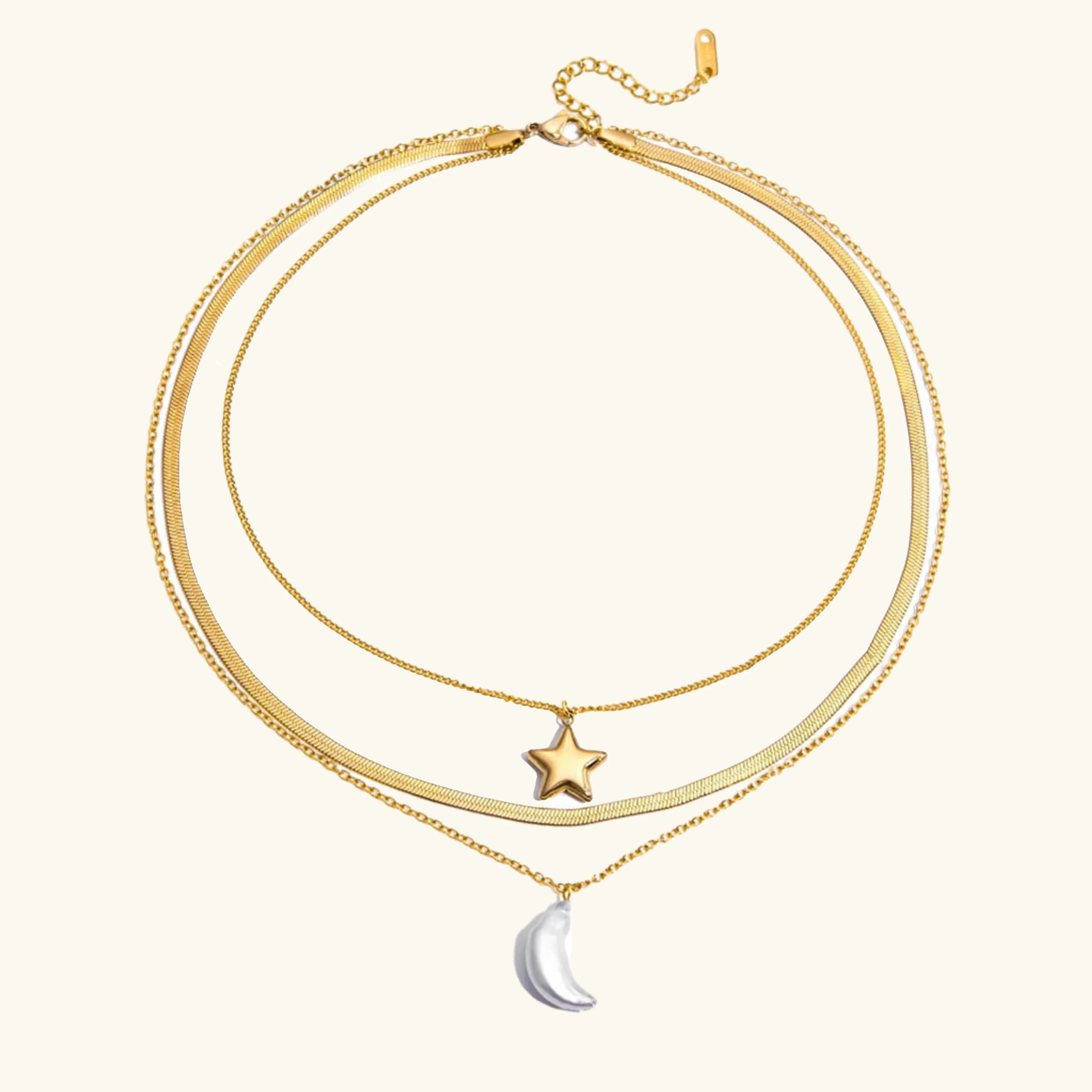Selene Sun & Moon Layered Necklace