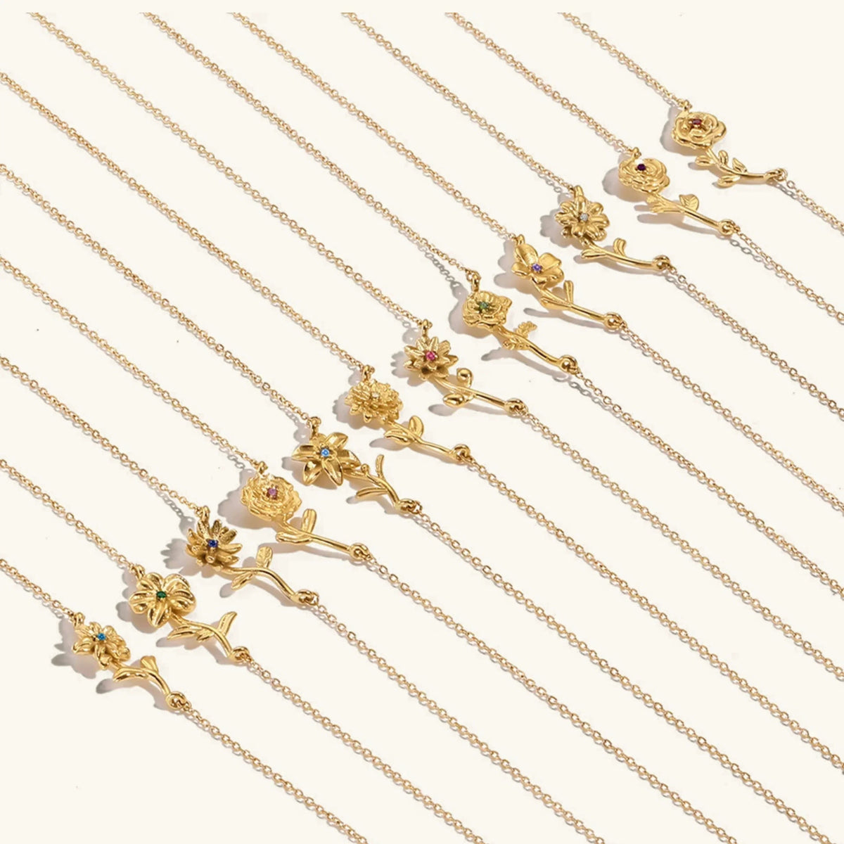 Emmeline Birth Flower Gold Necklace