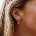18K Gold Plated Mini Mother of Pearl Huggie Earrings