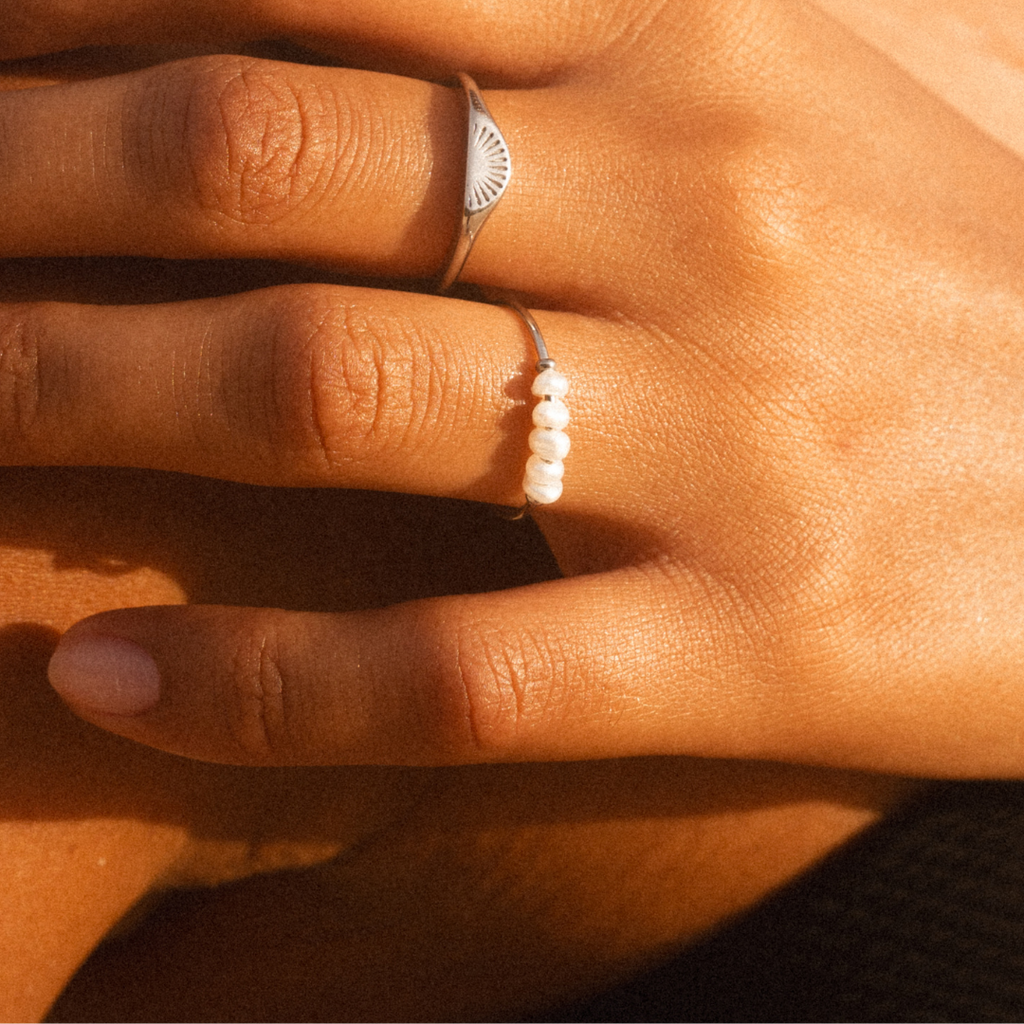 18K Gold Plated Mini Freshwater Pearl Ring 3 Colors
