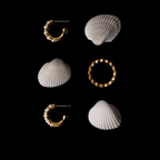 18K Gold Plated Mini Mother of Pearl Huggie Earrings