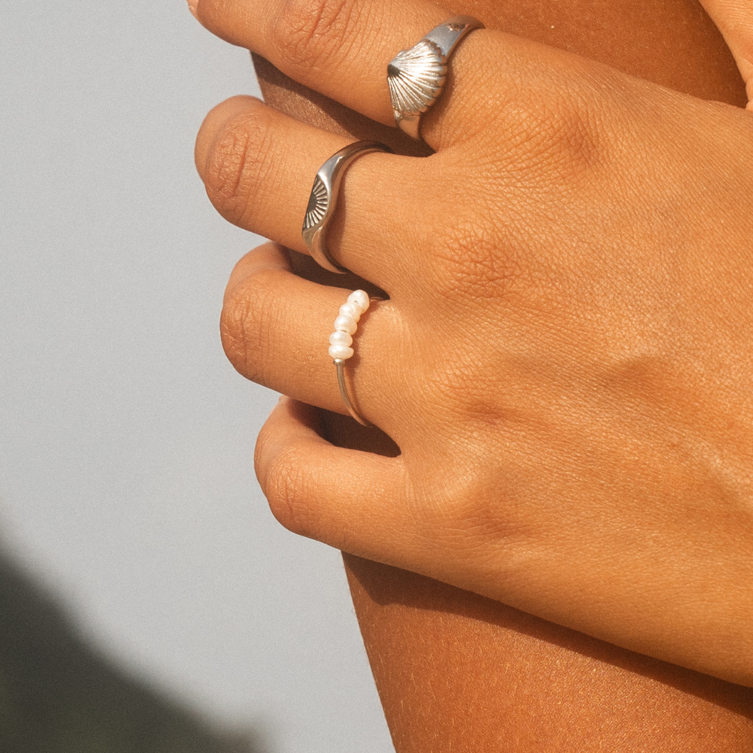 18K Gold Plated Mini Freshwater Pearl Ring 3 Colors