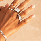 18K Gold Plated Mother of Pearl Band Ring