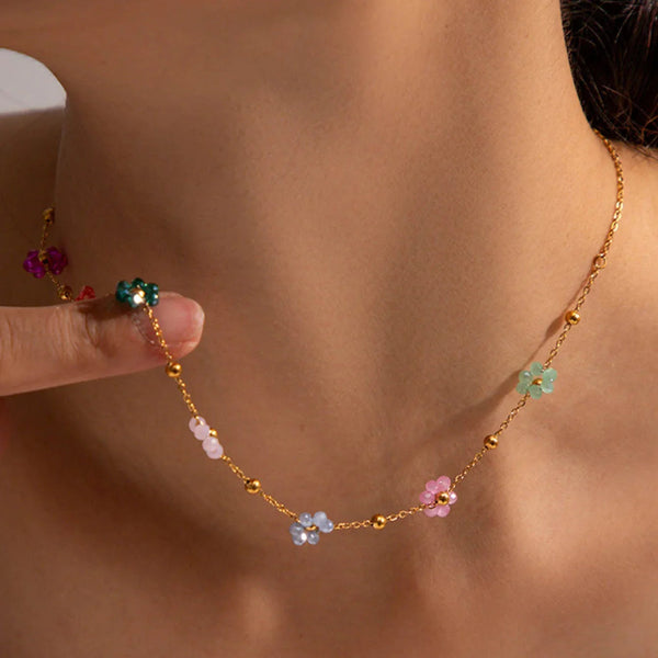Fleurette Pastel Floral Charm Necklace