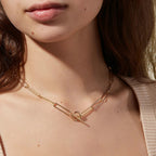 Adele Bar & Circle Paperclip Necklace