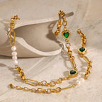 Pearl & Green Accent Chain Bundle Set