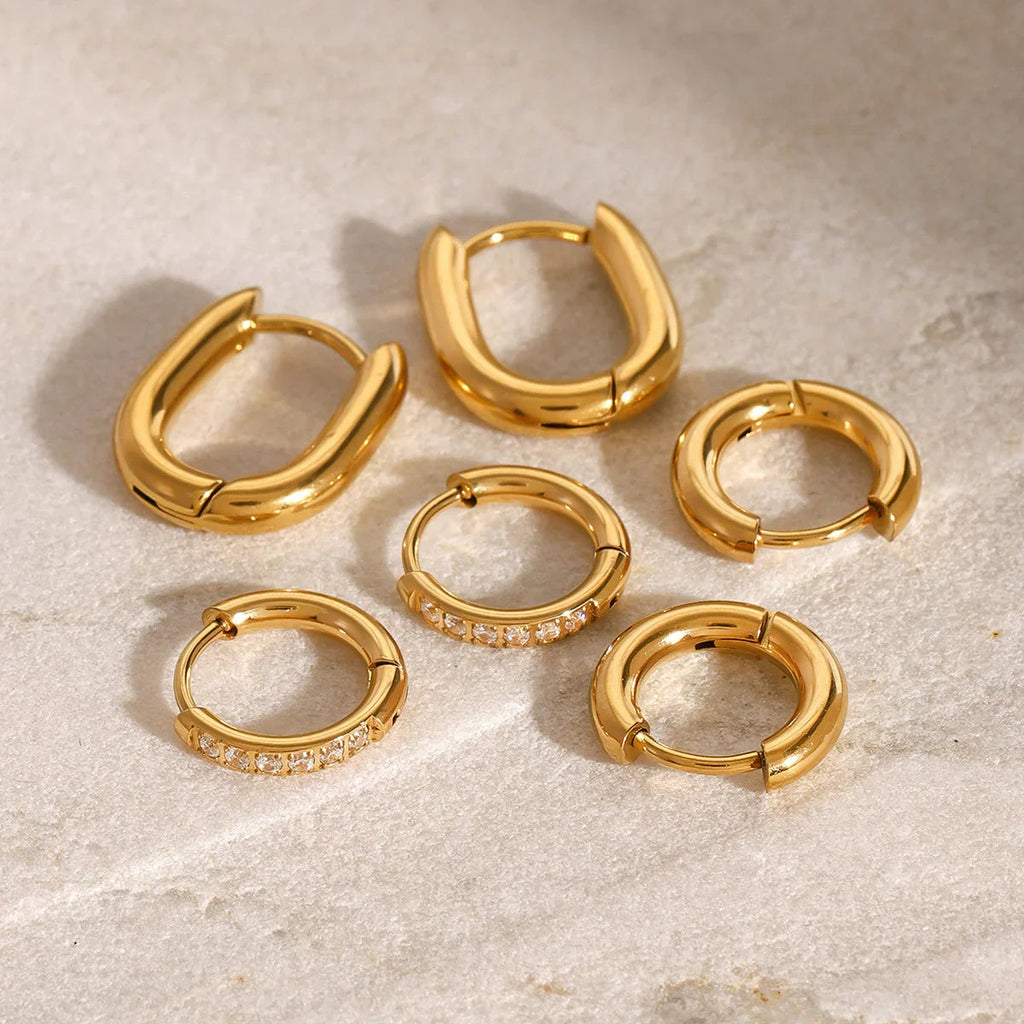 Staple Gold Hoops 3-Pair Earrings Bundle Set