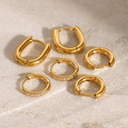 Staple Gold Hoops 3-Pair Earrings Bundle Set