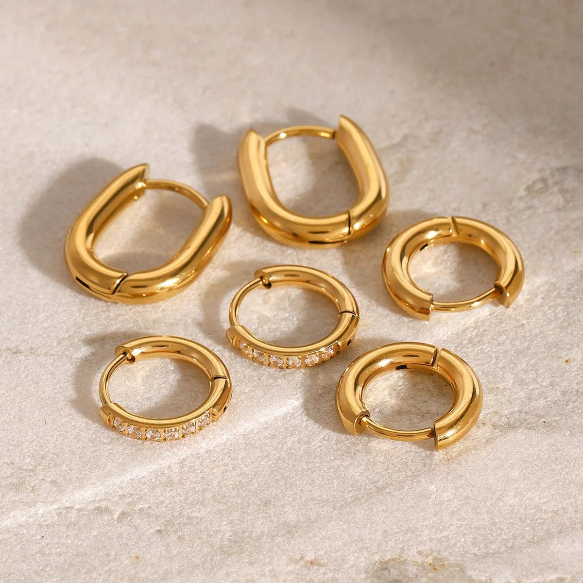 Staple Gold Hoops 3-Pair Earrings Bundle Set