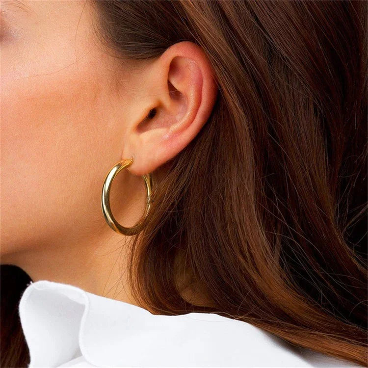 Broad Round Hoop Earrings Bundle Set