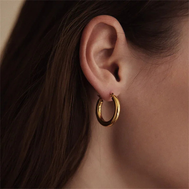 Broad Round Hoop Earrings Bundle Set