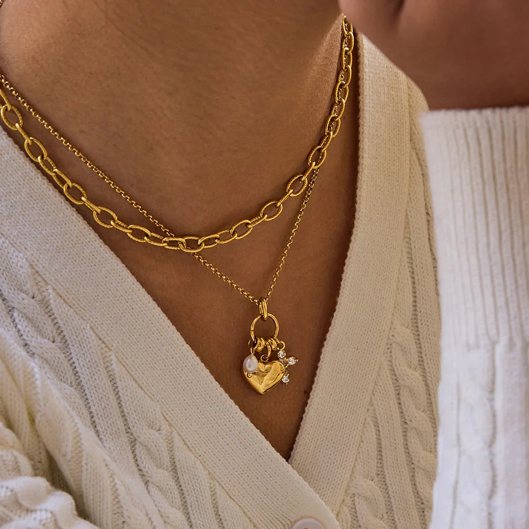 Delphina Diamond Heart Charm Necklace