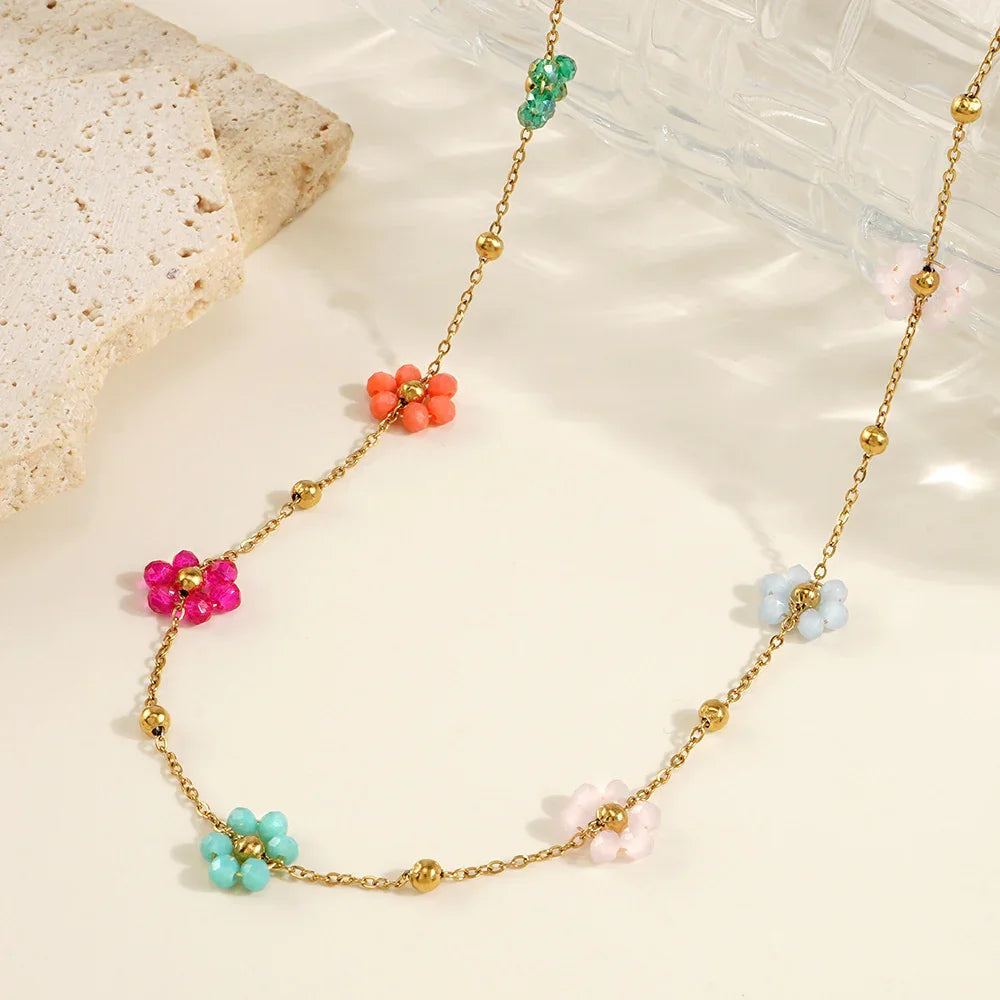 Fleurette Pastel Floral Charm Necklace