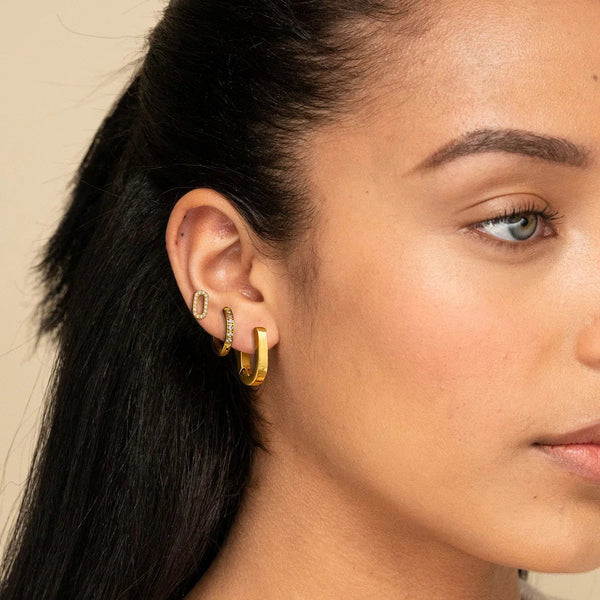Diamond Hoops & Studs Earrings Bundle Set