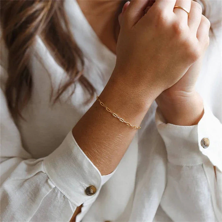 Paperclip Chain Necklace & Bracelet Bundle Set