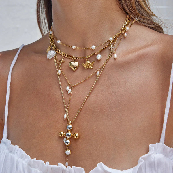 Coastal Pearl & Gold Layered Jewelry Bundle Set
