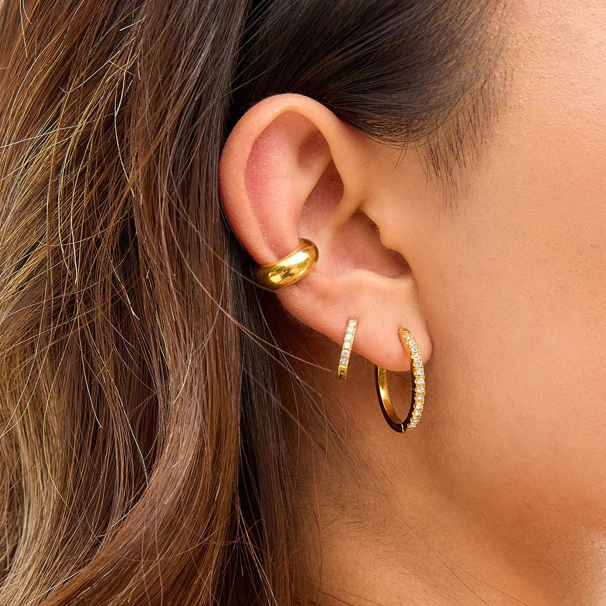 Contemporary Gold Hoops 3-Pair Bundle Set