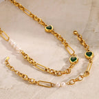 Pearl & Green Accent Chain Bundle Set