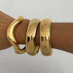 Chunky Gold Bangle 3-Piece Bundle Set
