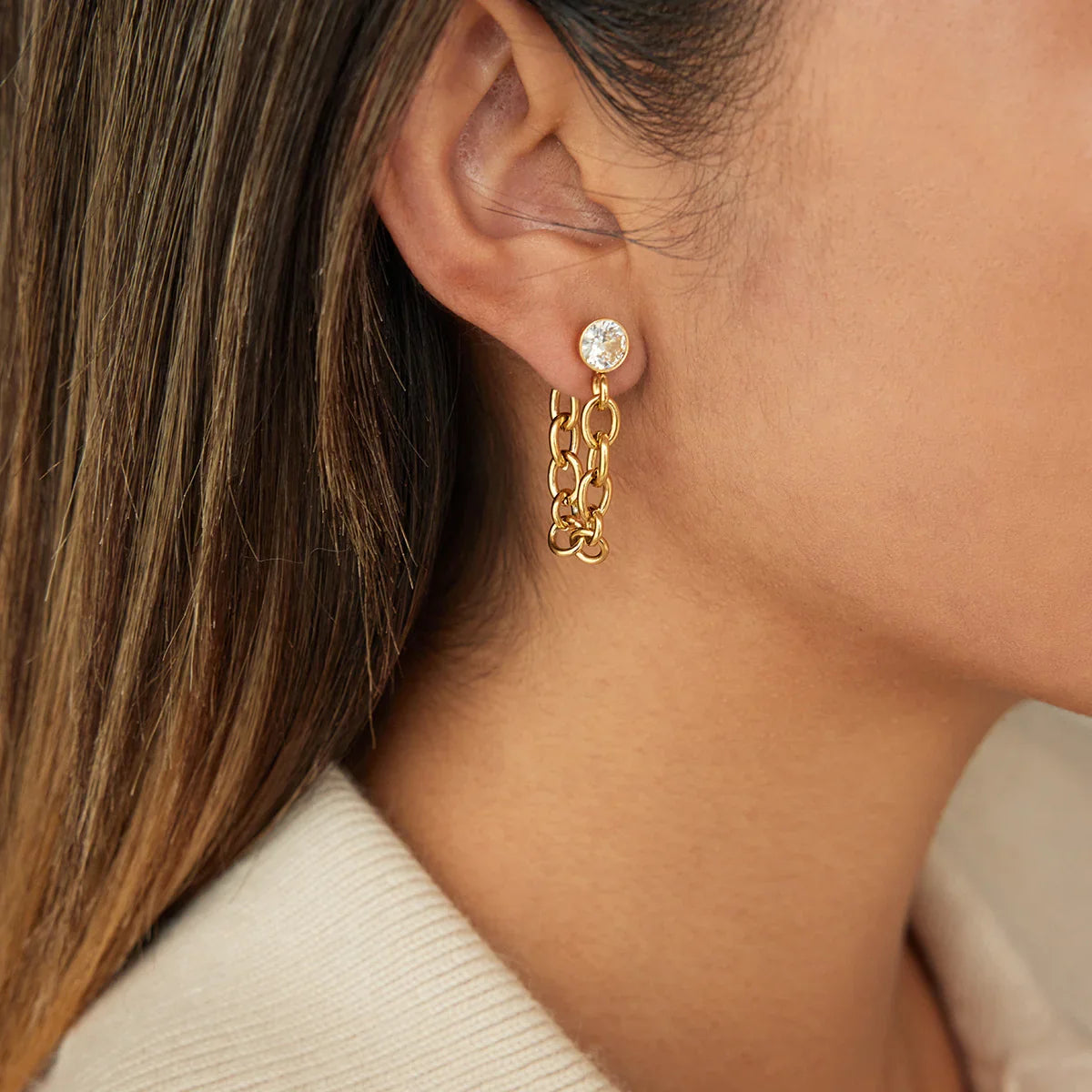 Diamond Drop & Teardrop Cuff Earrings Bundle Set