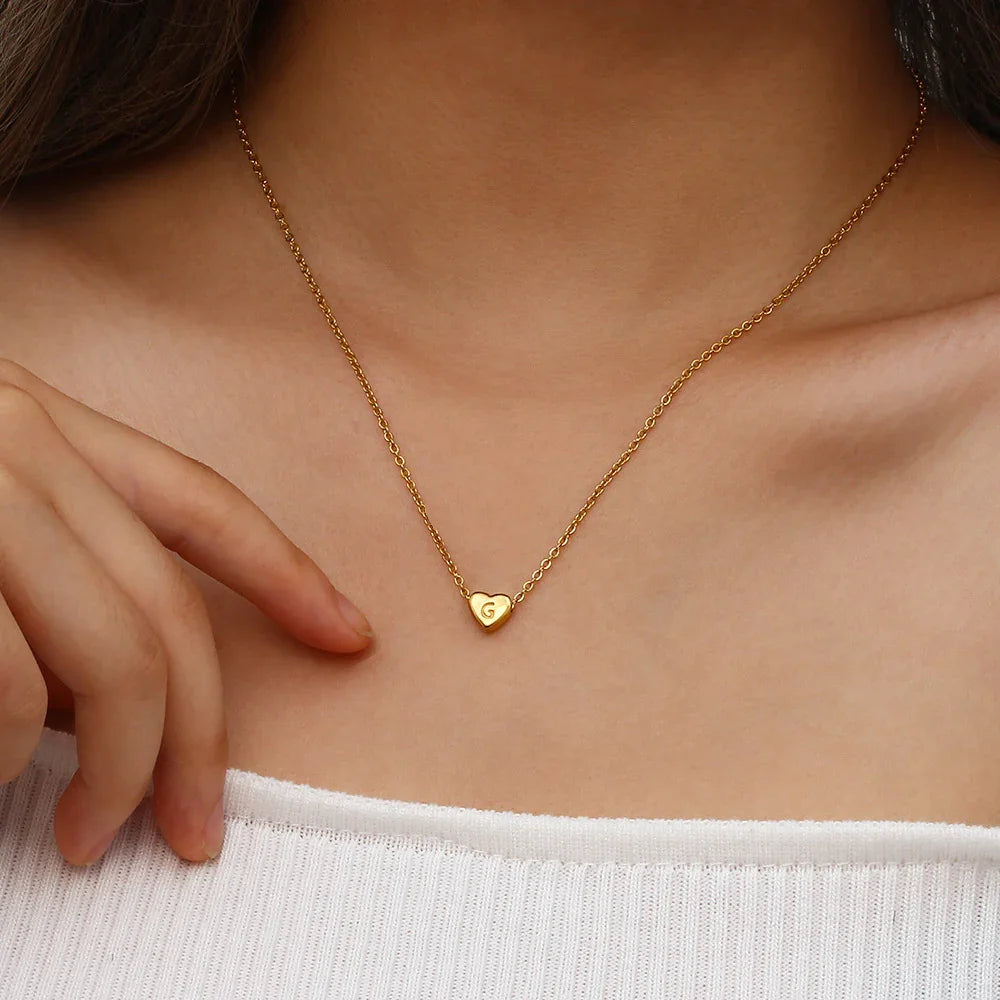 Amélie Heart Initial Gold Necklace