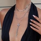 Silver Chain 3-Piece Necklace Bundle Set
