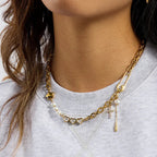 Aveline Diamond & Pearl Gold Necklace