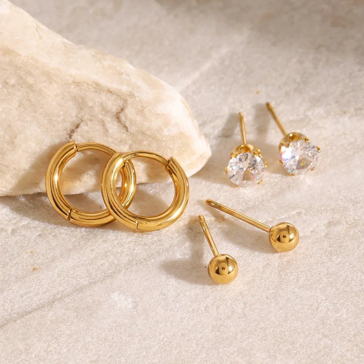 Hoops, Diamonds & Studs Earrings Bundle Set