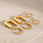 Diamond Hoops & Studs Earrings Bundle Set