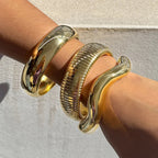 Chunky Gold Bangle 3-Piece Bundle Set