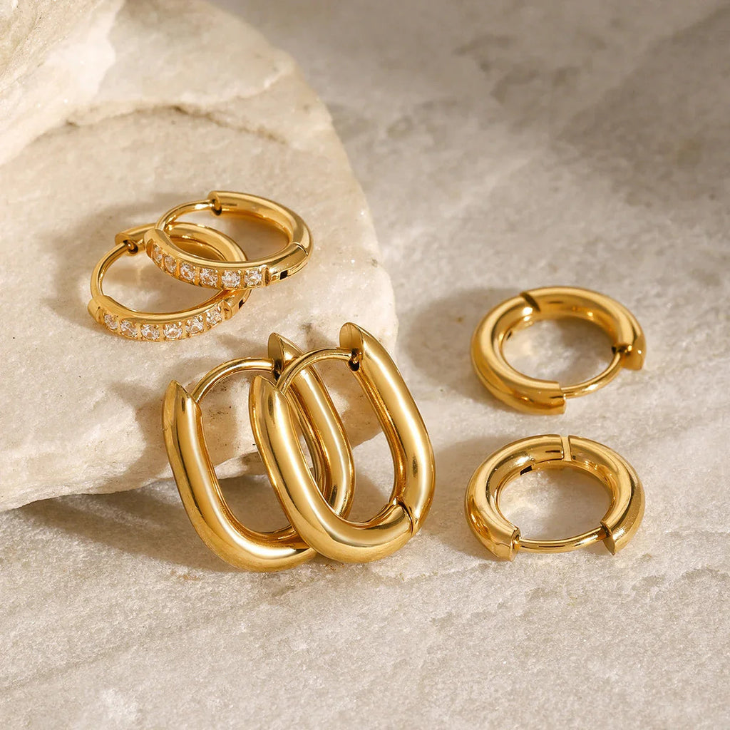 Staple Gold Hoops 3-Pair Earrings Bundle Set