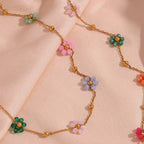Fleurette Pastel Floral Charm Necklace