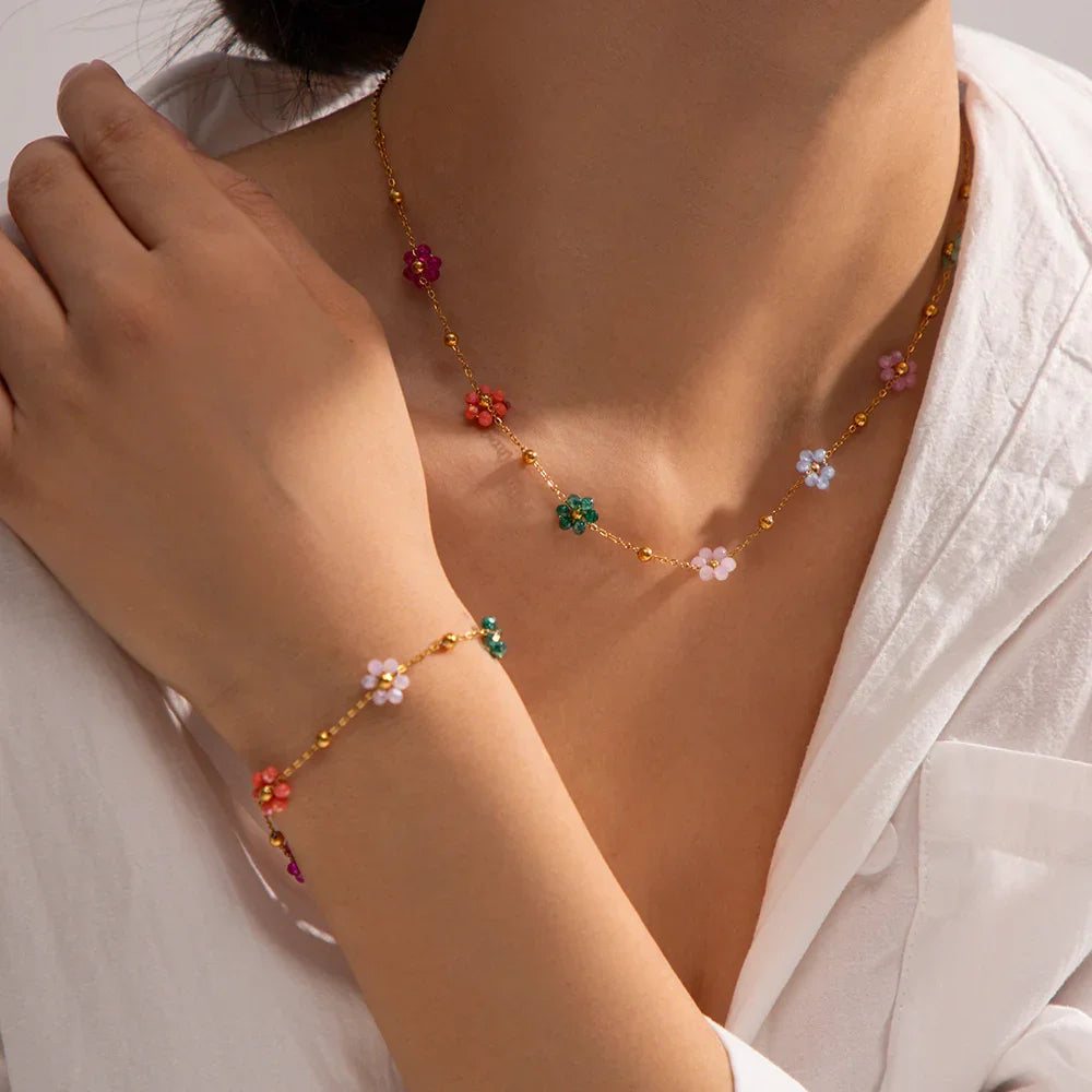 Fleurette Pastel Floral Charm Necklace