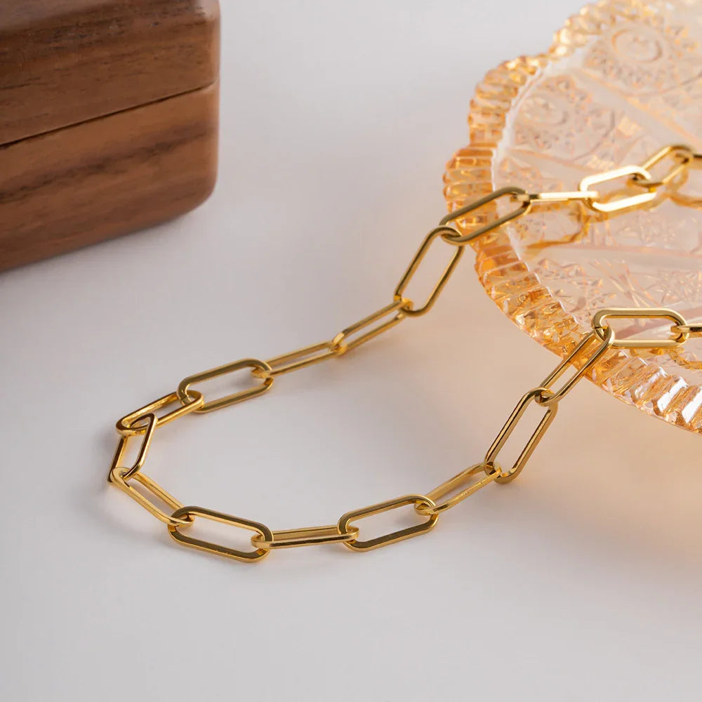 Cassia Gold Paperclip Chain Necklace