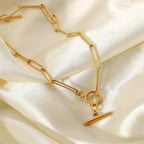 Adele Bar & Circle Paperclip Necklace