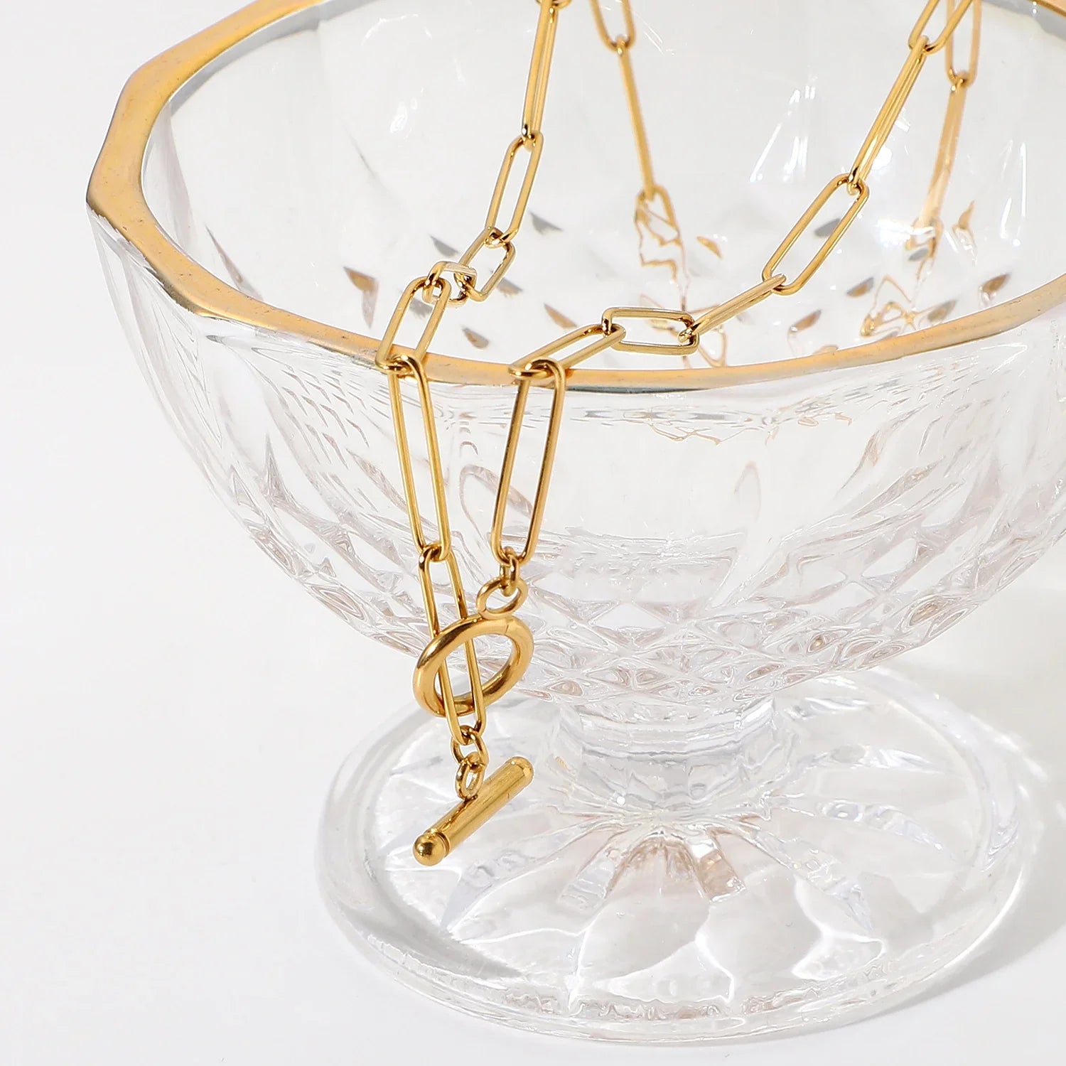 Adele Bar & Circle Paperclip Necklace