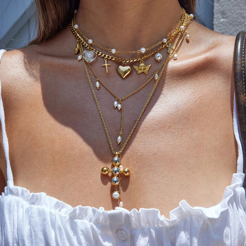 Coastal Pearl & Gold Layered Jewelry Bundle Set