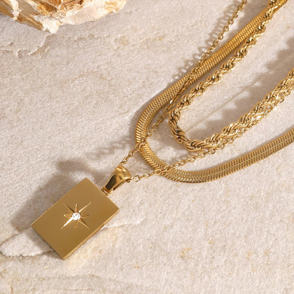 Aurelia Triple Layered Gold Necklace