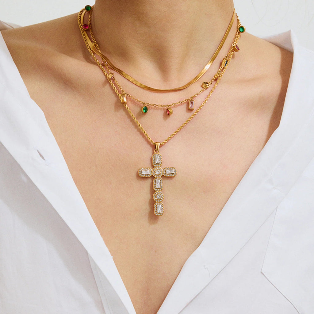 Celeste Diamond Cross Necklace