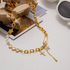 Aveline Diamond & Pearl Gold Necklace