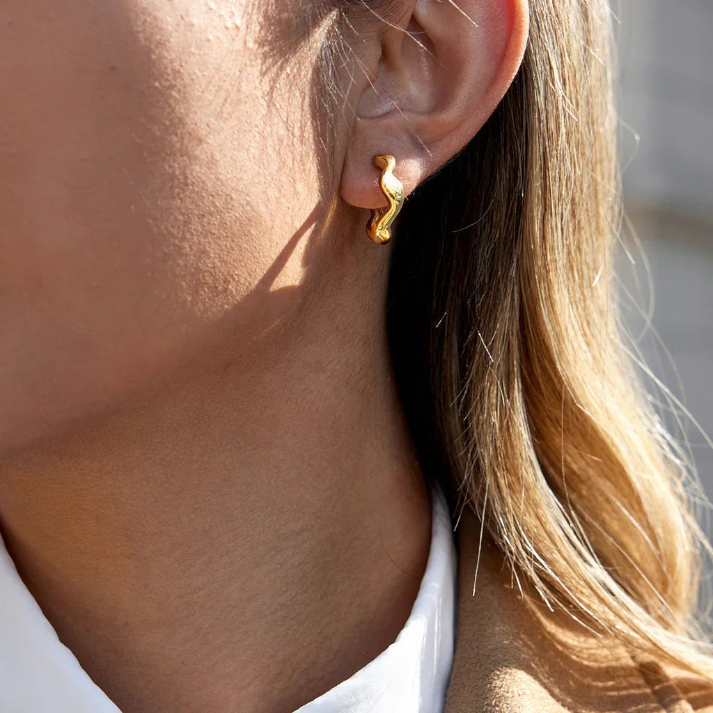 Gold Hoops, Diamond Crawlers & Teardrop Studs Bundle Set