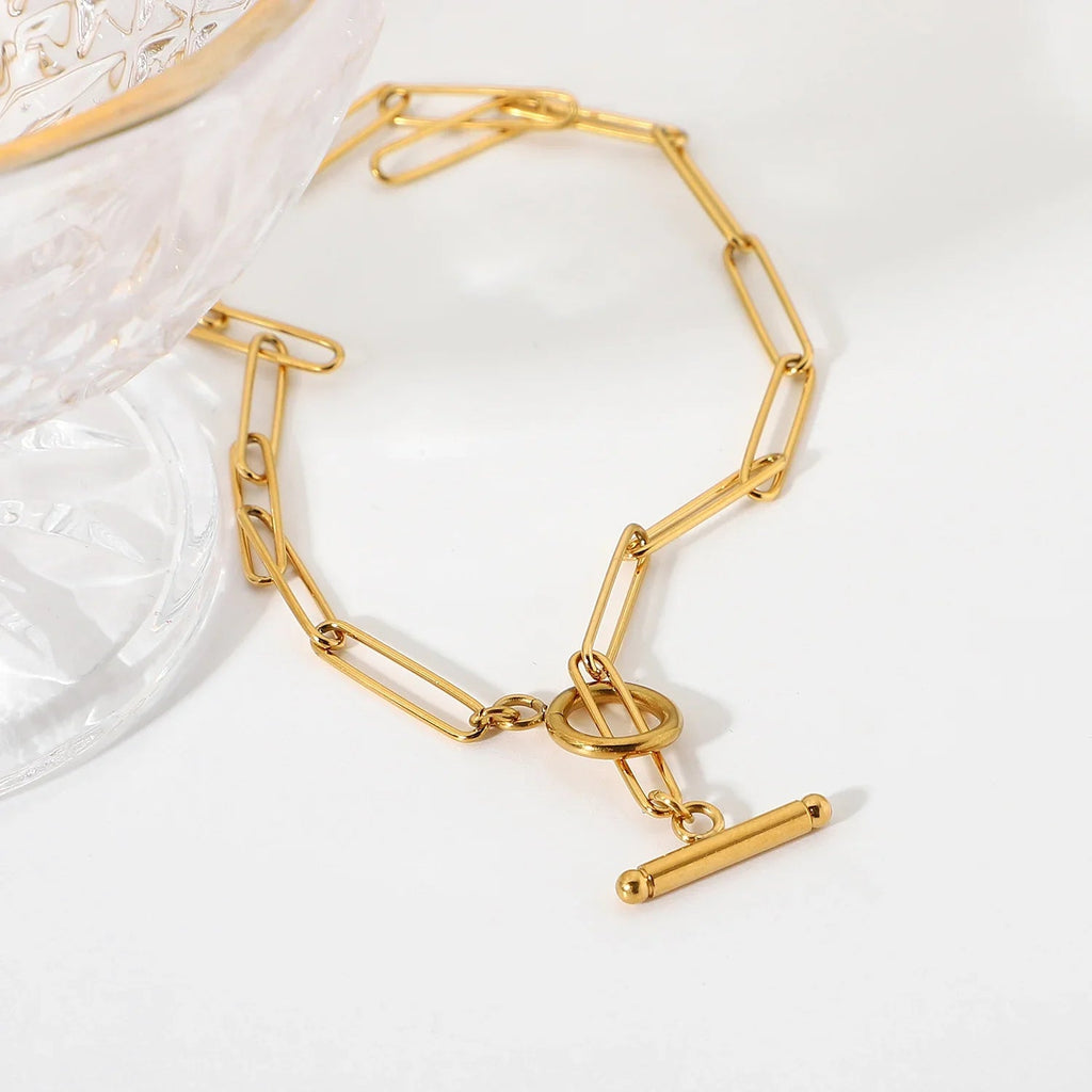 Adele Bar & Circle Paperclip Necklace