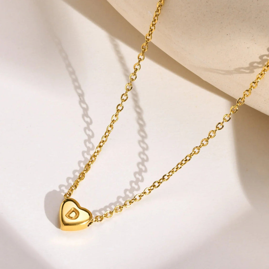 Amélie Heart Initial Gold Necklace