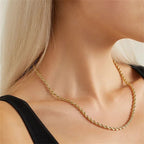 Twisted Rope Chain Necklace & Bracelet Bundle Set