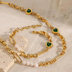 Pearl & Green Accent Chain Bundle Set