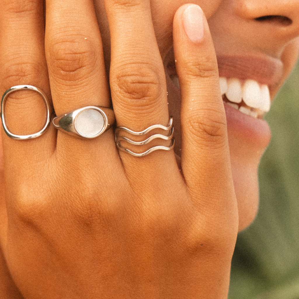 18K Gold Plated Ocean Three-Wave Ring Waterproof