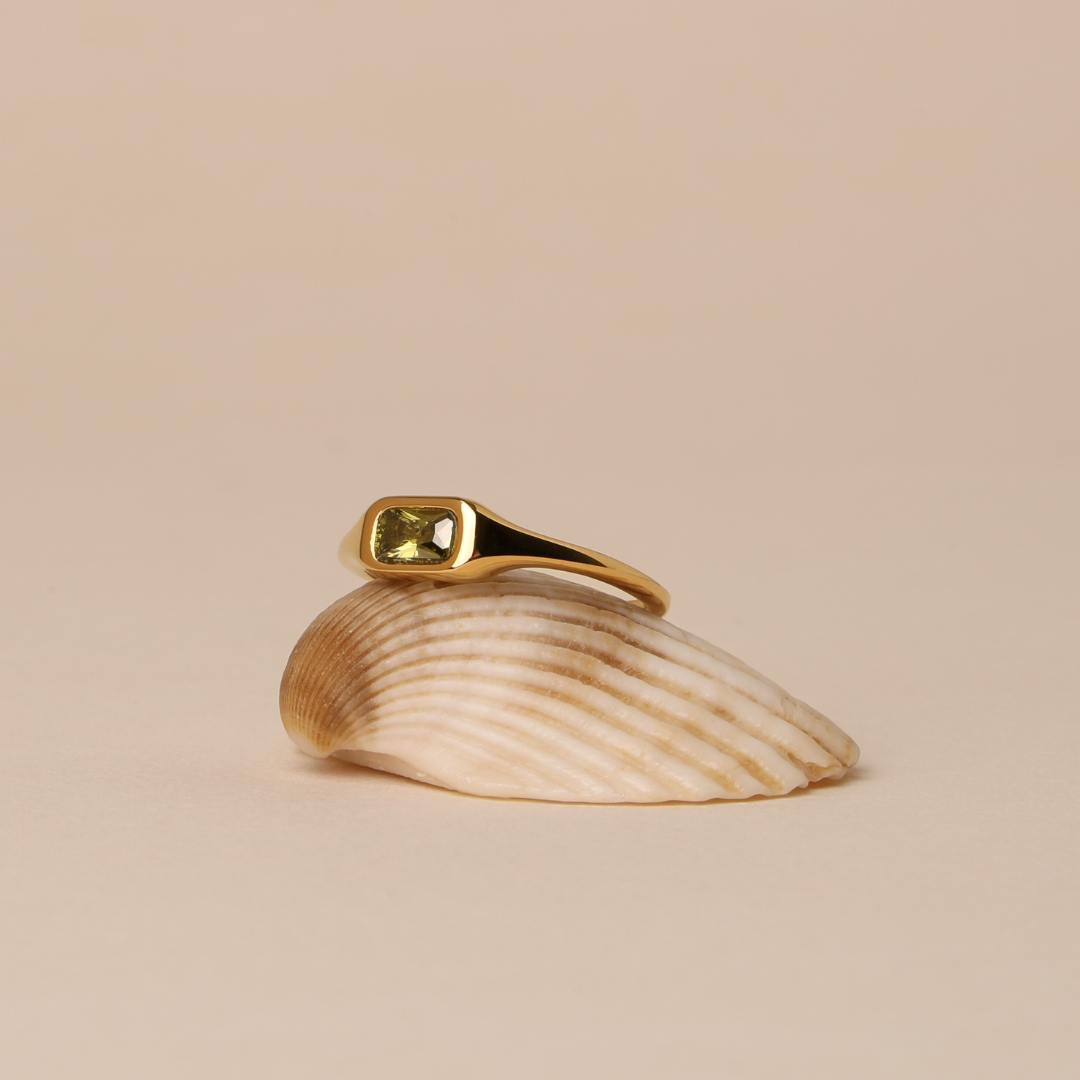 18K Gold Plated Laguna Green Zircon Stone Ring