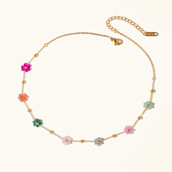 Fleurette Pastel Floral Charm Necklace