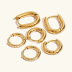 Staple Gold Hoops 3-Pair Earrings Bundle Set