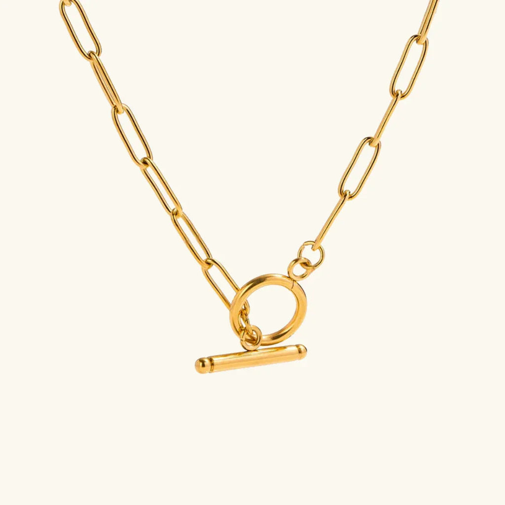 Adele Bar & Circle Paperclip Necklace